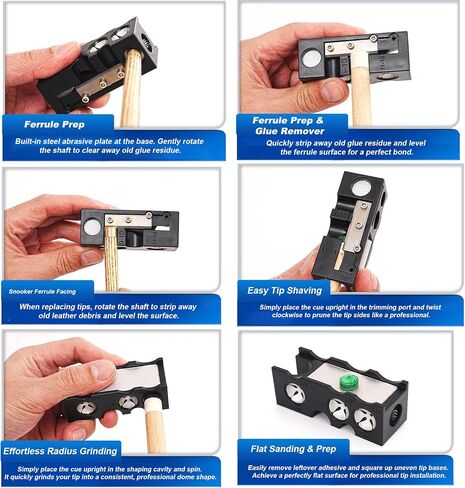Professional 11-in-1 Pool Cue Tip Shaper for Pool Stick | Premium Cue Tip Shaper Tool, Scuffer & Shaping Tool for Better Spin & Control, Durable Billiards Accessories for Players in Kuwait