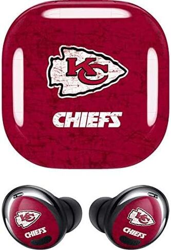 ملصق صوتي من Skinit متوافق مع Samsung Galaxy Buds Pro - تصميم مرخص رسميًا من الدوري الوطني لكرة القدم الأمريكية NFL Kansas City Chiefs in Kuwait
