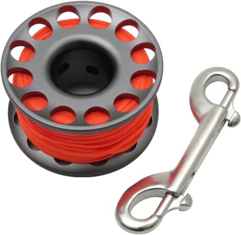 Aluminum Alloy Diving Spool Finger Reel with Double Ended Hook for Cave Diving 15m 30m in Kuwait
