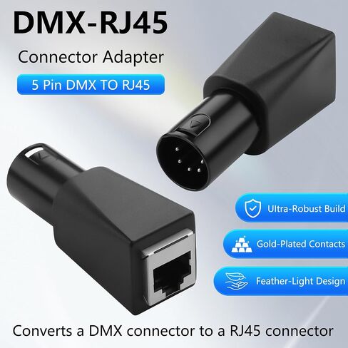 CERRXIAN 5-Pin XLR إلى RJ45 محول، DMX512 5-Pin XLR ذكر إلى إيثرنت Cat5 موصل شبكة التوصيل لوحدة التحكم في الإضاءة، يمكن استخدام أي كابل إيثرنت CAT-5 ككابل DMX512، وحدة تحكم DMX إلخ in Kuwait