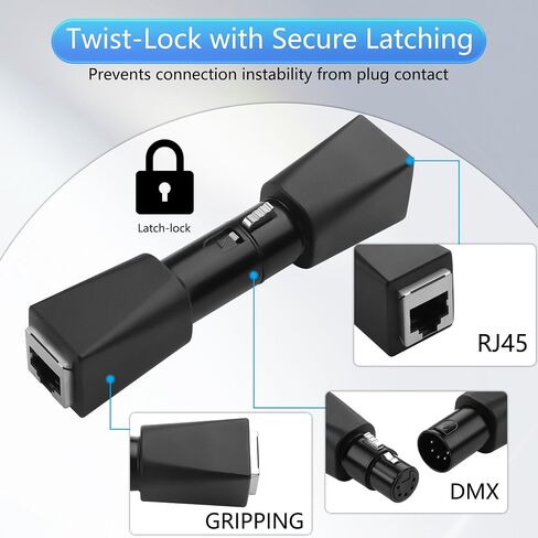 CERRXIAN 5-Pin XLR إلى RJ45 محول، DMX512 5-Pin XLR ذكر إلى إيثرنت Cat5 موصل شبكة التوصيل لوحدة التحكم في الإضاءة، يمكن استخدام أي كابل إيثرنت CAT-5 ككابل DMX512، وحدة تحكم DMX إلخ in Kuwait