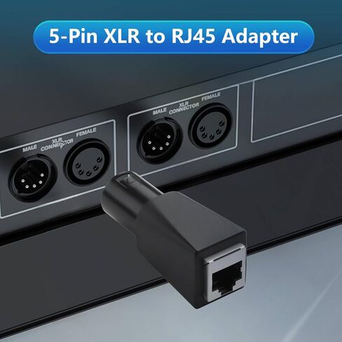 CERRXIAN 5-Pin XLR إلى RJ45 محول، DMX512 5-Pin XLR ذكر إلى إيثرنت Cat5 موصل شبكة التوصيل لوحدة التحكم في الإضاءة، يمكن استخدام أي كابل إيثرنت CAT-5 ككابل DMX512، وحدة تحكم DMX إلخ in Kuwait