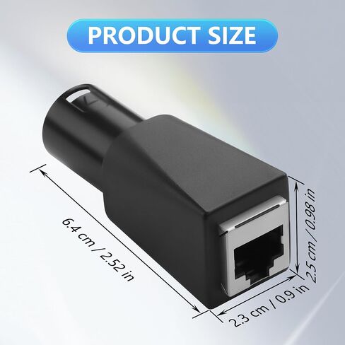 CERRXIAN 5-Pin XLR إلى RJ45 محول، DMX512 5-Pin XLR ذكر إلى إيثرنت Cat5 موصل شبكة التوصيل لوحدة التحكم في الإضاءة، يمكن استخدام أي كابل إيثرنت CAT-5 ككابل DMX512، وحدة تحكم DMX إلخ in Kuwait