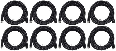 Rockville RDX5M25 25' 5-Pin DMX Lighting Cable, 100% OFC Copper, Black Nickel-Plated Connectors, 120 Ohm, Durable PVC Jacket, for DJs and Stage Lighting, 8-piece in Kuwait