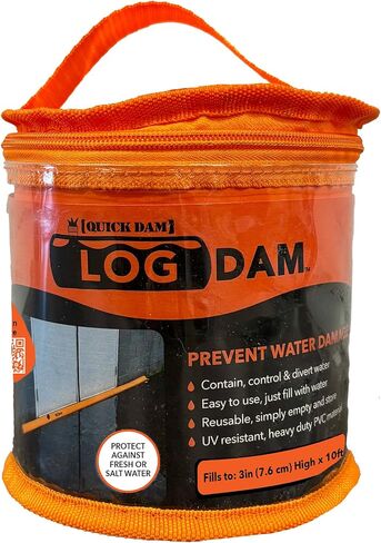 Quick Dam Log Dam Flood Barrier – Reusable Water-Filled Flood Control Tube, Heavy Duty PVC Water Dam for Driveways, Garage Doors & Storm Protection – Leak-Proof, Easy Deploy 3in x 10ft in Kuwait