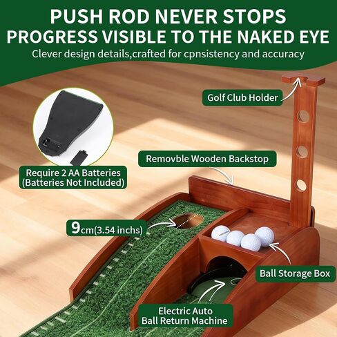 Portable Golf Putting Mat with Auto Ball Return - Practice Putting Green Training Mat for Indoor and Outdoor, Home, Backyard, Office - Golf Gifts for Party Game in Kuwait