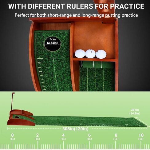 Portable Golf Putting Mat with Auto Ball Return - Practice Putting Green Training Mat for Indoor and Outdoor, Home, Backyard, Office - Golf Gifts for Party Game in Kuwait