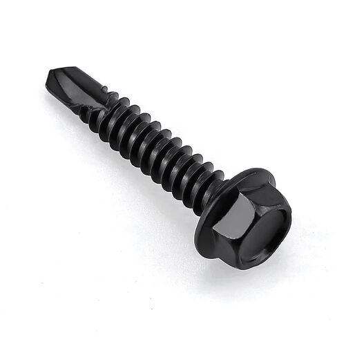 100 pcs #10 x 1 inch Self Drilling Hex Washer Head Sheet Metal Screws, 410 Stainless Steel, Black Coated, for HVAC Ductwork & Metal Roofing, Magnetic Bit Included in Kuwait
