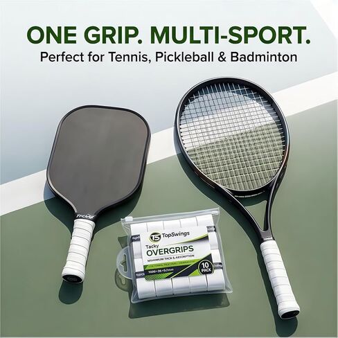 عبوة من 10 قطع من Tennis Overgrip، شريط قبضة مبتذل للتنس، كرة المخلل، مضارب الباديل وكرة الريشة، بولي يوريثان ناعم، مضاد للانزلاق، ماص للعرق، أبيض، 1200 × 26 × 0.7 مم in Kuwait