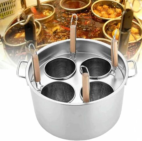 طباخ المعكرونة التجاري من الفولاذ المقاوم للصدأ، دلو غلاية المعكرونة للمطبخ متعدد الوظائف مع مقسم ومصفاة، أواني طهي للمطبخ المنزلي، مطعم 4 فتحات in Kuwait