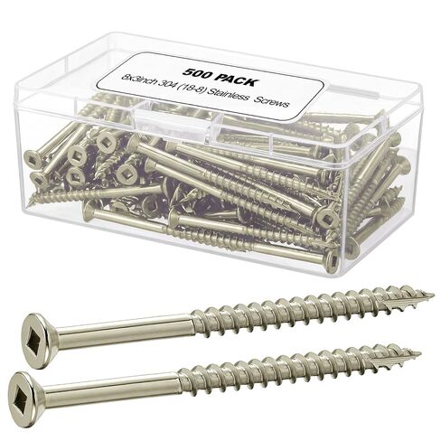 Flutesan 500 حزمة 8x3 بوصة L على شكل مسامير سطح السفينة 304 (18-8) الفولاذ المقاوم للصدأ مربع محرك نوع 17 نقطة قطع الخشب الخيط الخشن مقاومة للتآكل مسامير الخشب الثقيلة التزيين البناء في الهواء الطلق in Kuwait