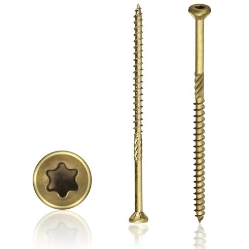 4 Inch Epoxy Coated Exterior Wood and Fence Screws #9 x 4, Torx/Star Drive,Coarse Thread, Outdoor Rust Resistant Decking Screw, Bronze, 60 Pieces in Kuwait