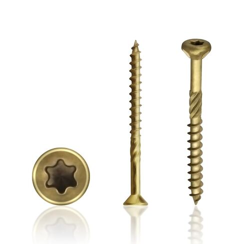 4 Inch Epoxy Coated Exterior Wood and Fence Screws #9 x 4, Torx/Star Drive,Coarse Thread, Outdoor Rust Resistant Decking Screw, Bronze, 60 Pieces in Kuwait