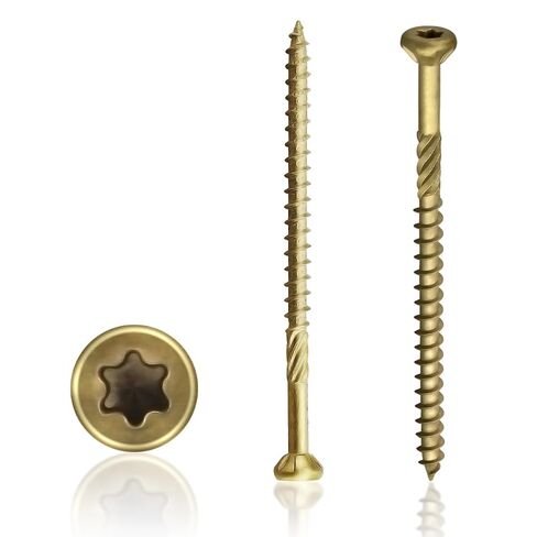 4 Inch Epoxy Coated Exterior Wood and Fence Screws #9 x 4, Torx/Star Drive,Coarse Thread, Outdoor Rust Resistant Decking Screw, Bronze, 60 Pieces in Kuwait