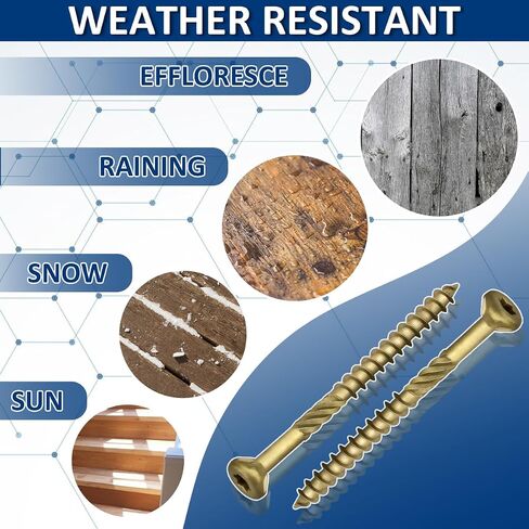 4 Inch Epoxy Coated Exterior Wood and Fence Screws #9 x 4, Torx/Star Drive,Coarse Thread, Outdoor Rust Resistant Decking Screw, Bronze, 60 Pieces in Kuwait