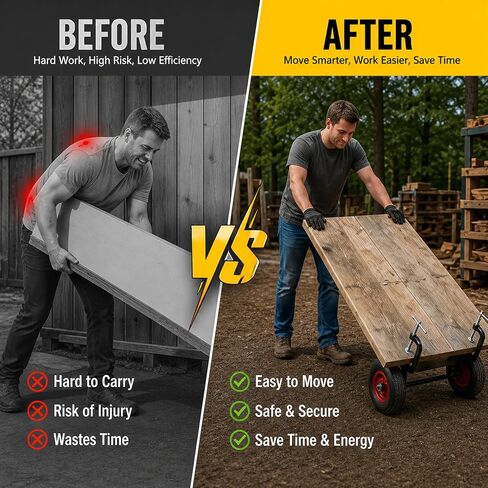 Heavy Duty Panel Dolly & Slab Mover for One-Person Transport, Drywall Dolly with Adjustable Clamps & All-Terrain Solid Wheels, 1000lbs Capacity for Live Edge Slabs, Plywood Tool for Woodworkers in Saudi Arabia