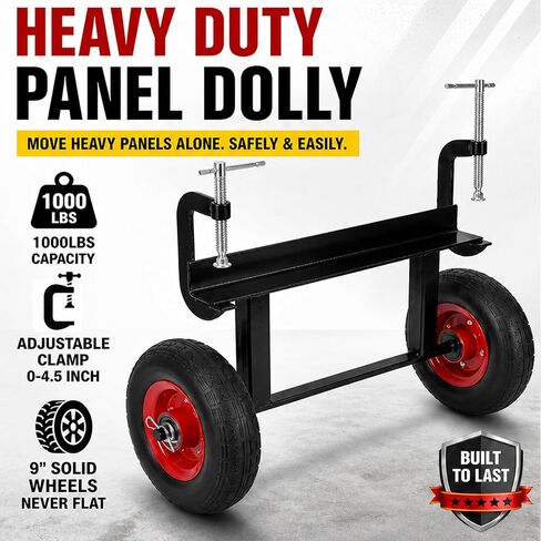 Heavy Duty Panel Dolly & Slab Mover for One-Person Transport, Drywall Dolly with Adjustable Clamps & All-Terrain Solid Wheels, 1000lbs Capacity for Live Edge Slabs, Plywood Tool for Woodworkers in Saudi Arabia