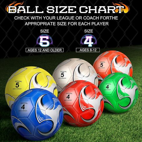 Wettarn 24 Pcs Size 5 Soccer Ball Bulk with Pump Deflated Machine Stitched Sport Soccer Balls for Outdoor Indoor Youth Team Training School PE Practice, Gift for Beginner Adults(Size 5,Vivid Colors) in Kuwait