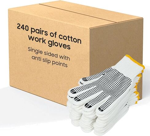 Unisex white cotton polyester knittedsafety gloves,suitable for gardening,warehouse,cooking work-12/36/240 pairs in Saudi Arabia