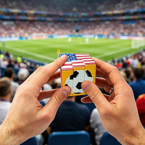 مكعب ألغاز كأس العالم لكرة القدم 2026، لعبة تململ لتحفيز العقل لكرة القدم 3 × 3 مع أنماط مطبوعة زاهية، هدايا تذكارية وهدايا لكرة القدم العالمية لعشاق الرياضة ديكور مكتب المكتب in Kuwait