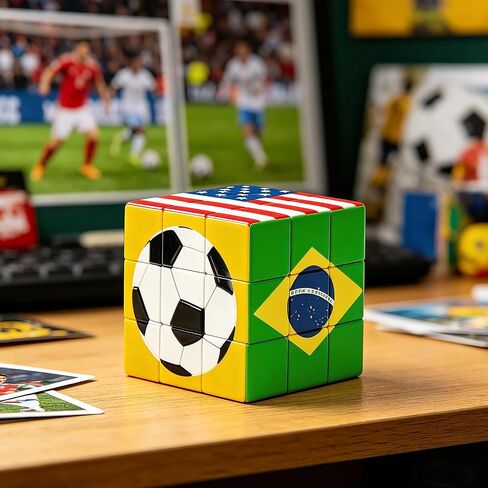 مكعب ألغاز كأس العالم لكرة القدم 2026، لعبة تململ لتحفيز العقل لكرة القدم 3 × 3 مع أنماط مطبوعة زاهية، هدايا تذكارية وهدايا لكرة القدم العالمية لعشاق الرياضة ديكور مكتب المكتب in Kuwait