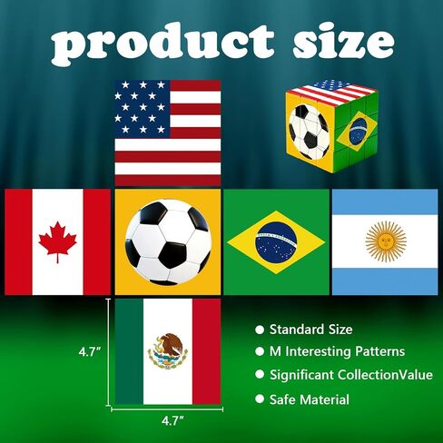 مكعب ألغاز كأس العالم لكرة القدم 2026، لعبة تململ لتحفيز العقل لكرة القدم 3 × 3 مع أنماط مطبوعة زاهية، هدايا تذكارية وهدايا لكرة القدم العالمية لعشاق الرياضة ديكور مكتب المكتب in Kuwait