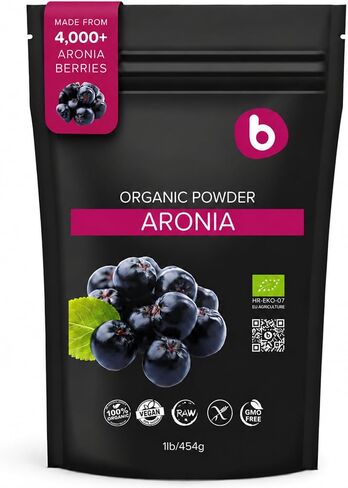 b Organic Aronia Berry Powder - Black Chokeberry Superfood High in Anthocyanins & Polyphenols - Supports Immune System - Chokeberries Organic Superfood - Aronia Berries - Vegan, Gluten-Free - 1lb in Saudi Arabia