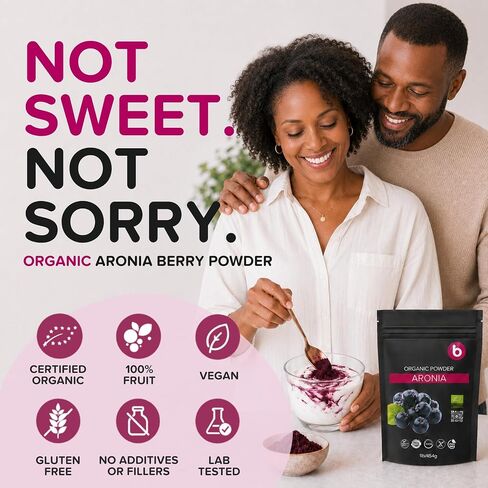 b Organic Aronia Berry Powder - Black Chokeberry Superfood High in Anthocyanins & Polyphenols - Supports Immune System - Chokeberries Organic Superfood - Aronia Berries - Vegan, Gluten-Free - 1lb in Saudi Arabia