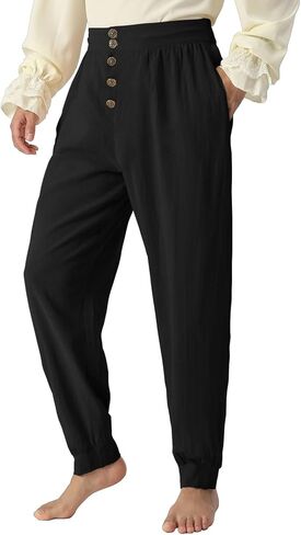 Pirate Pants Mens Renaissance Medieval Pant Ren Faire Viking Trousers with Retro Buttons in Saudi Arabia