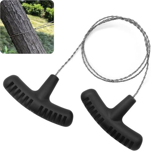 2pcs Stainless Steel Wire Saw with Gloves 31.5" Metal PVC Cable Saw Hand Pocket String Camping Hiking Emergency Outdoor Survival Rope Cutting Tools for Trees, Wood and ABS Plastic Pipes in Saudi Arabia