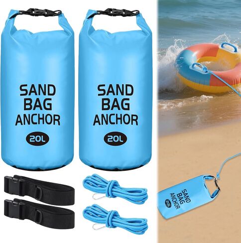 2 Pack 20L Sand Bag Anchors for Pool Floats Rafts Summer Large Canopy Sand Bags Beach Umbrella Sand Anchor for Small Boats Jetski Canoes Kayaks Tent Instant Canopies Dry Bags 2-in-1 Sand Anchor Bag in Kuwait