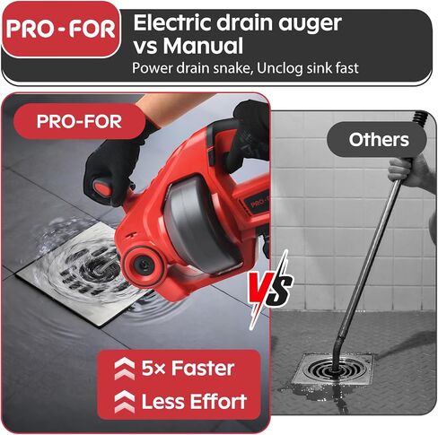 20V Cordless Electric Drain Auger, 25Ft Auto-Feed Drain Snake, Replaceable Cable, 2.0Ah Battery & Charger, LED Light, Clog Remover for Sink, Shower, Kitchen, Bathroom Pipes (3/4"-2") in Kuwait