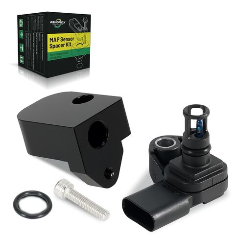 Intake Air Pressure and Temperature Sensor + Black Spacer Kit Fit for Chevrolet Silverado GMC Sierra 2500HD 3500HD 6.6L Diesel Engine 2017-2024, Replace 12681993 Manifold Pressure (MAP) Sensor in Saudi Arabia