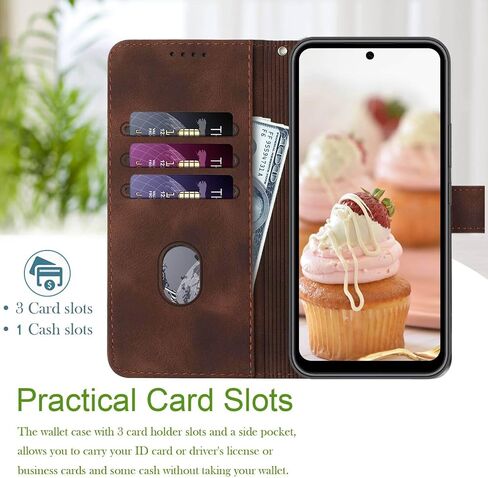 محفظة لهاتف Moto G 2025، حامل بطاقات جلدي، حزام معصم، إغلاق مغناطيسي، غطاء حماية قلاب لهاتف Moto G - 2025 (أسود) in Kuwait