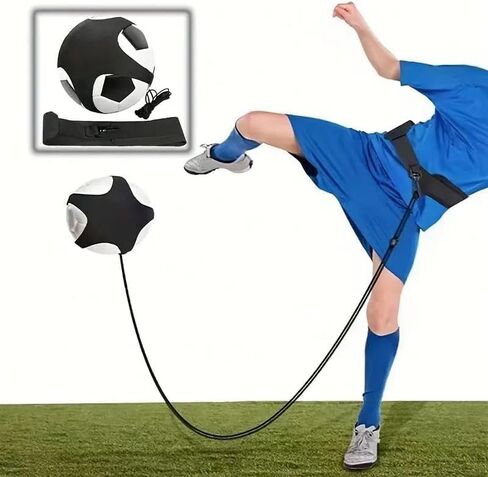 Adjustable Soccer Kick Trainer Waist Belt, 250cm Solo Ball Control Training Aid, Elastic Return Cord Practice Strap for Football Volleyball Skill Workout, Suitable for Kids Adults Beginners Black in Kuwait