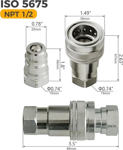 BDI Wear Part 1/2" Ag ISO 5675 قارنات توصيل هيدروليكية سريعة التوصيل للجرارات مع صمام كروي بأغطية غبار، قارنة توصيل سريعة هيدروليكية بنمط كروي رائد-مجموعتان in Kuwait