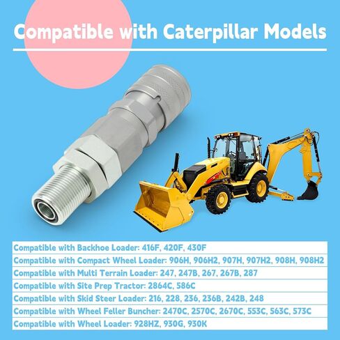 193-8335 Hydraulic Flat Face Quick Coupler Female Compatible with Caterpillar CAT 416F 420F 430F 906H 907H 247 267 216 228 236 Loaders, Replace 1938335 CA1938335 Flat Face Coupler in Kuwait