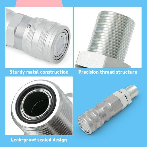 193-8335 Hydraulic Flat Face Quick Coupler Female Compatible with Caterpillar CAT 416F 420F 430F 906H 907H 247 267 216 228 236 Loaders, Replace 1938335 CA1938335 Flat Face Coupler in Kuwait