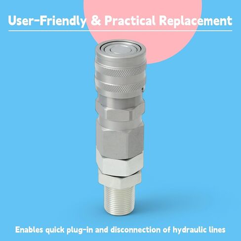 193-8335 Hydraulic Flat Face Quick Coupler Female Compatible with Caterpillar CAT 416F 420F 430F 906H 907H 247 267 216 228 236 Loaders, Replace 1938335 CA1938335 Flat Face Coupler in Kuwait