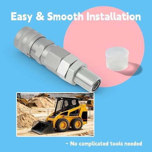 193-8335 Hydraulic Flat Face Quick Coupler Female Compatible with Caterpillar CAT 416F 420F 430F 906H 907H 247 267 216 228 236 Loaders, Replace 1938335 CA1938335 Flat Face Coupler in Kuwait