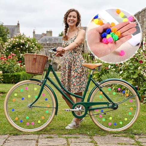 216 Pcs Bike Wheel Spokes Beads, Bicycle Spoke Beads Plastic Clip Bead Bike Spoke Decorations Wheel Decorations Covers, Assorted Color in Kuwait