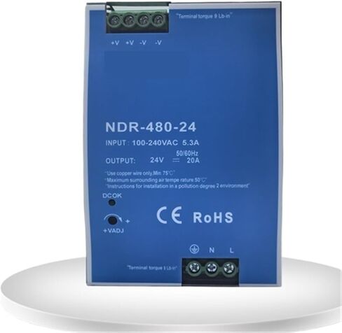 480 واط الصناعية DIN السكك الحديدية تحويل التيار الكهربائي NDR-480 مع PFC AC100-240V 24V 36V 48V NDR-480-24NDR-480-48(24V_480W) in Kuwait