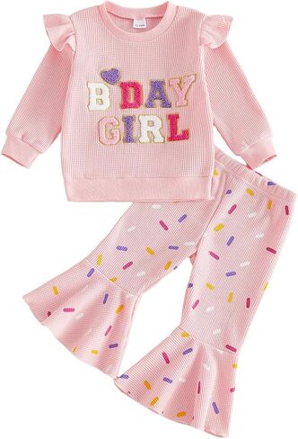 Toddler Girl Easter Outfit Infant He Is Risen Sweatshirt Long Sleeve Pullover Flared Pants Cute Summer Clothes in Kuwait