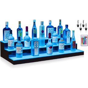 Boss Premium® BarUSA™ LED شريط مضاء لرف عرض زجاجات المشروبات الكحولية وأرفف ويسكي ووحدات صينية حامل لبار المنزل وإكسسوارات غرفة المعيشة والديكور - مصمم في الولايات المتحدة الأمريكية (3 خطوات، 16 بوصة) in Kuwait