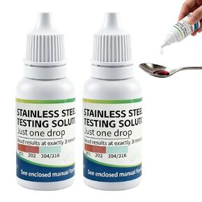 Stainless Steel Test Liquid, Stainless Steel Test Solution, Rapid Tableware with Analysis Solution, Quick Identifier Liquid for 201, 301, 304, 316 Grades (2Pcs) in Kuwait