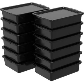 Ggbin 12-Pack 13 L Commercial Bus Tub with Lid, Plastic Wash Tub Basin, Black in Saudi Arabia