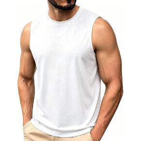 Men's Sleeveless Tank Top Crew Neck Workout Muscle Shirt | Crew Neck Tank Top, Sleeveless, Soft Comfortable Fit, For Gym, Bodybuilding, Beach, Running, And Summer Wear in Kuwait