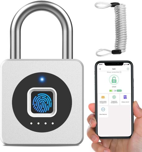 قفل خزانة الصالة الرياضية ببصمة الإصبع من eLinkSmart، قفل بيومتري بدون مفتاح، قفل لوحة مجموعة ذكية رقمية إلكترونية مقاومة للطقس لبوابة السياج الخارجية، خوذة تخزين سقيفة حمام السباحة (أسود، مع كابل) in Kuwait