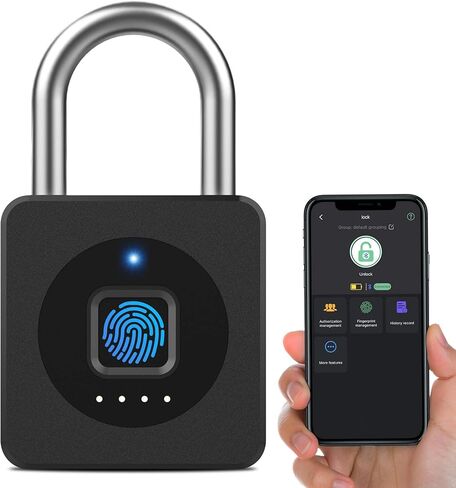 قفل خزانة الصالة الرياضية ببصمة الإصبع من eLinkSmart، قفل بيومتري بدون مفتاح، قفل لوحة مجموعة ذكية رقمية إلكترونية مقاومة للطقس لبوابة السياج الخارجية، خوذة تخزين سقيفة حمام السباحة (أسود، مع كابل) in Kuwait