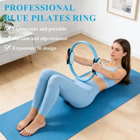 10 Pack Pilates Ring 15 Inch Magic Circle Bulk Set for Yoga and Fitness, Lightweight Portable Resistance Rings for Full Body Toning, Core Workout and Strength Training (5 Black, 3 Blue, 2 Pink) in Kuwait